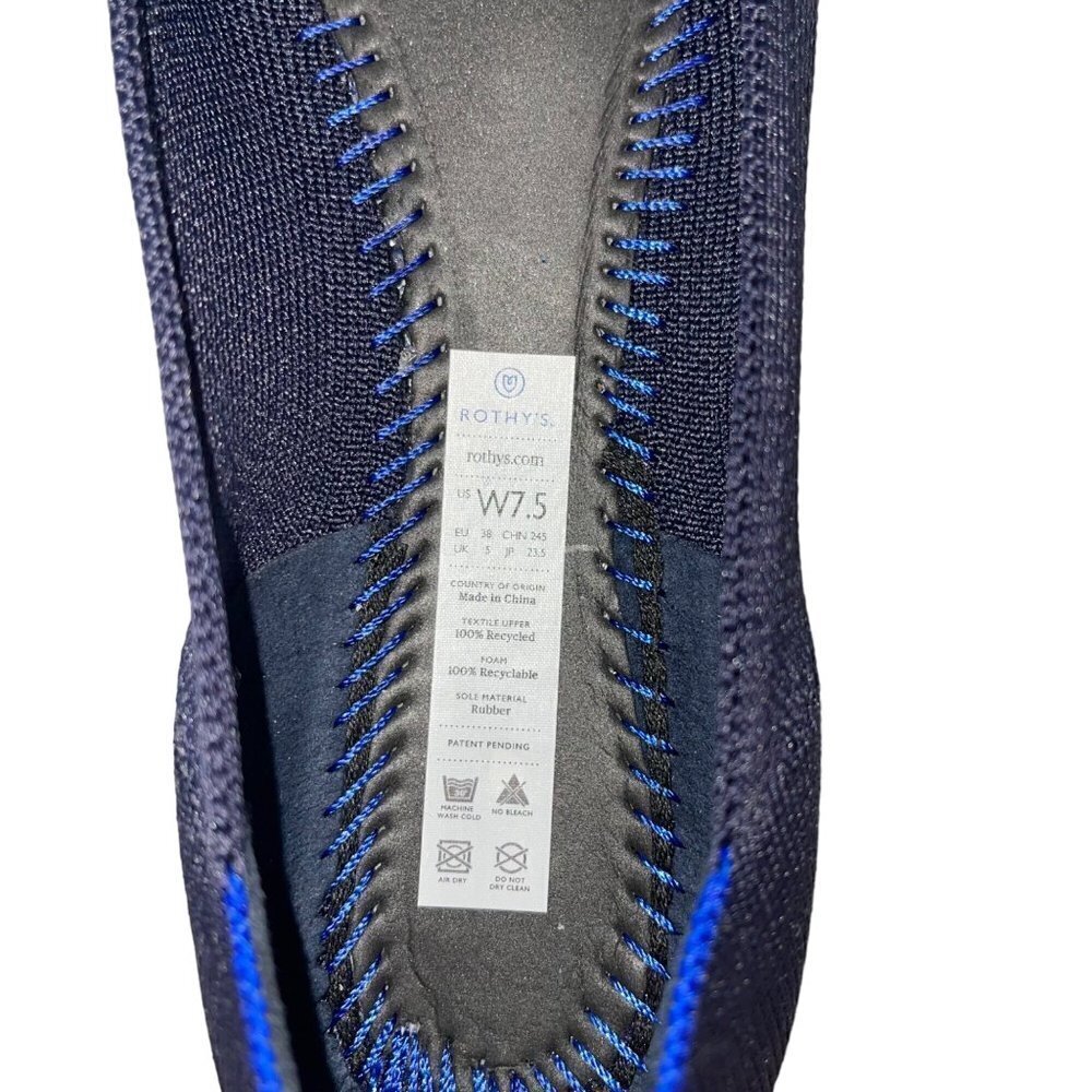 Rothys Womens Flat Size 7.  blue Knit Ballet Round Toe Comfort Slip On China - Picture 8 of 10